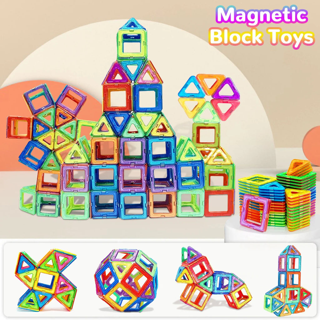 Magnetic Building Blocks with Medium Size Pieces, DIY Construction Play Sets in 20, 32, 40, 56, 60 or 84-Piece Options for Supervised STEM-Inspired Building