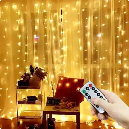 LED Curtain String Lights with Remote, USB 5V Fairy Lights with 8 Modes, Six Color Options and 100–600 LEDs for Bedroom, Wedding and Christmas Decor