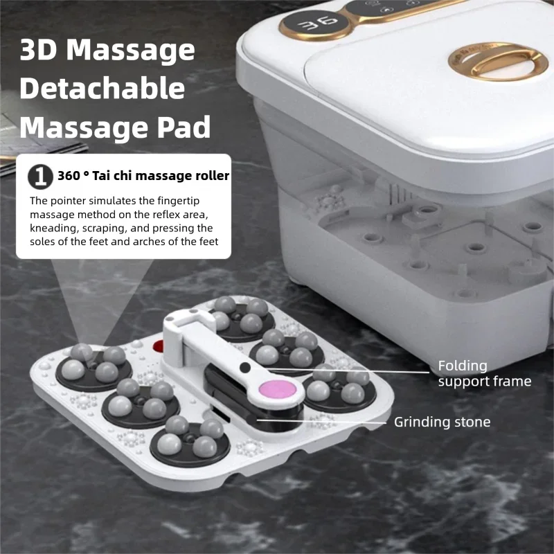 Heated Foldable Foot Spa H9802A with Listed Touch Controls, Temperature Settings and Detachable Roller Massage Plate for Home Foot Care, EU Plug Option