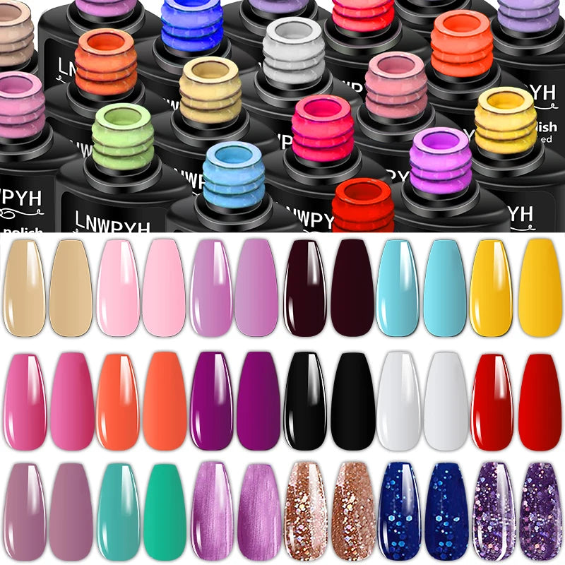 18-Color Gel Nail Polish Kit by LNWPYH with Three Extension Gel Colors, Base and Top Coats, UV LED Lamp and Nail Drill Reference for Adult Manicure Designs