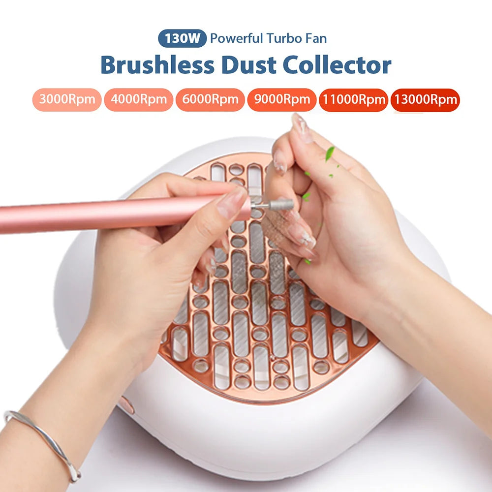 Two-Filter Nail Dust Collector with ABS Body, Adjustable Suction and Listed 23 x 22.5 x 6.9cm Size, Grey, Rose, Silver or Pink Manicure Vacuum Options