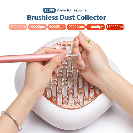 Two-Filter Nail Dust Collector with ABS Body, Adjustable Suction and Listed 23 x 22.5 x 6.9cm Size, Grey, Rose, Silver or Pink Manicure Vacuum Options