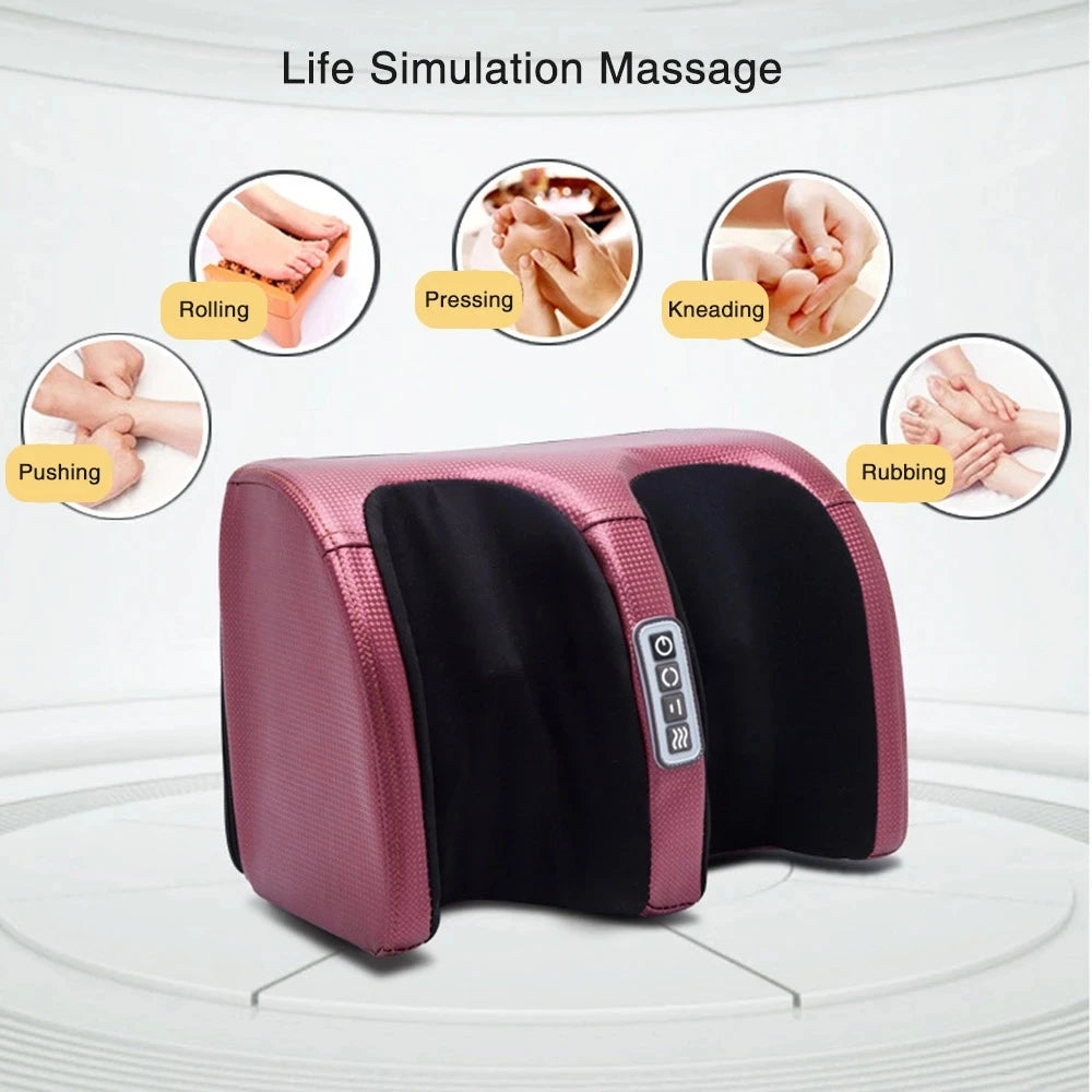 12-Node Heated Foot Massager with Shiatsu-Style Kneading, 3 Speed Levels, Reversible Rotation and 15-Minute Auto Shutoff for Home Relaxation