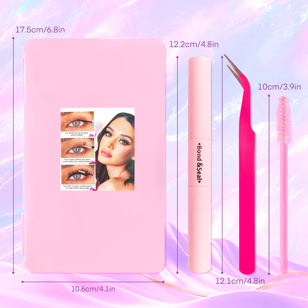 Lash Cluster Extension Kit with Wispy Volume, Fourteen Quantity and Style Options Including Spike and Bottom Lash Labels for Adult Makeup Looks
