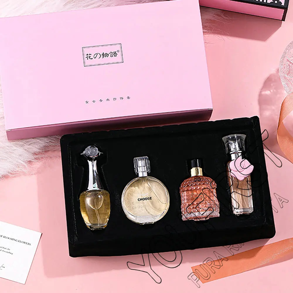 Women's Floral Perfume Gift Set, Fragrance Spray with Four-Piece Gift Box Wording and 100ml Option Label for Daily Scent Routines and Personal Gifting