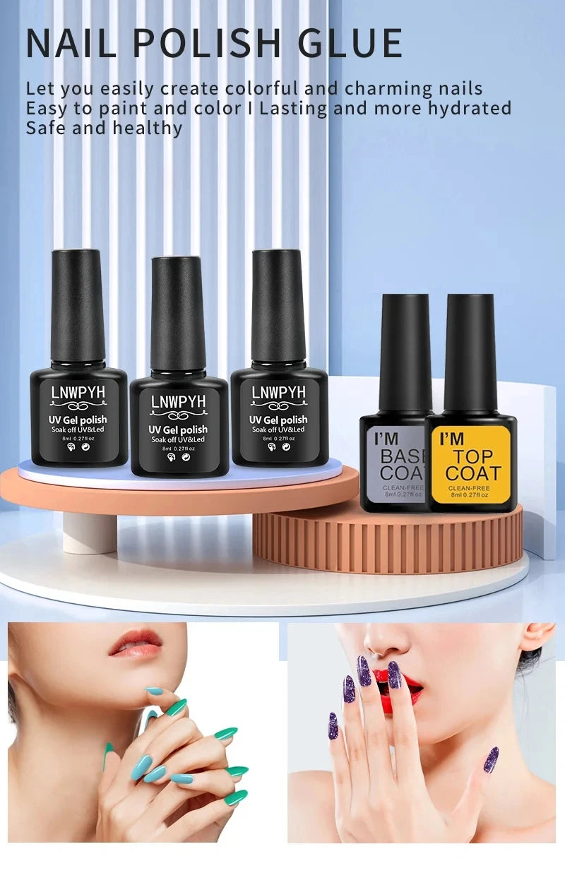 18-Color Gel Nail Polish Kit by LNWPYH with Three Extension Gel Colors, Base and Top Coats, UV LED Lamp and Nail Drill Reference for Adult Manicure Designs
