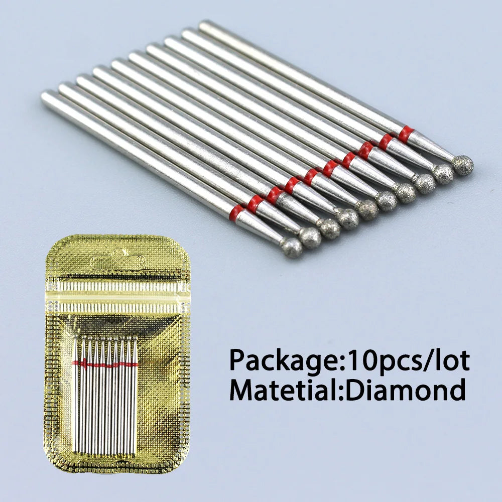 H-Series Diamond Nail Drill Bits, 10-Piece Selected Sets with 2.35mm Shanks for Compatible Electric Nail Files and Professional Manicure Filing Tools