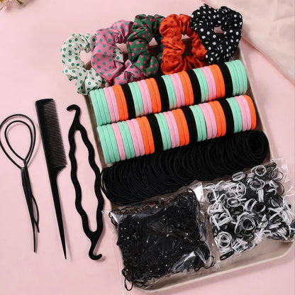Hair Accessories Set for Women, Twelve Color and Pattern Options with Scrunchie and Ponytail Tie References for Everyday Buns and Outfit Coordination