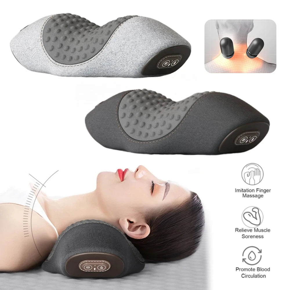 Neck Massage Support Pillow with Electric Heating and Vibration Wording, Selectable Heat-Massage and Traction-Labeled Styles for Adult Personal Care Routines