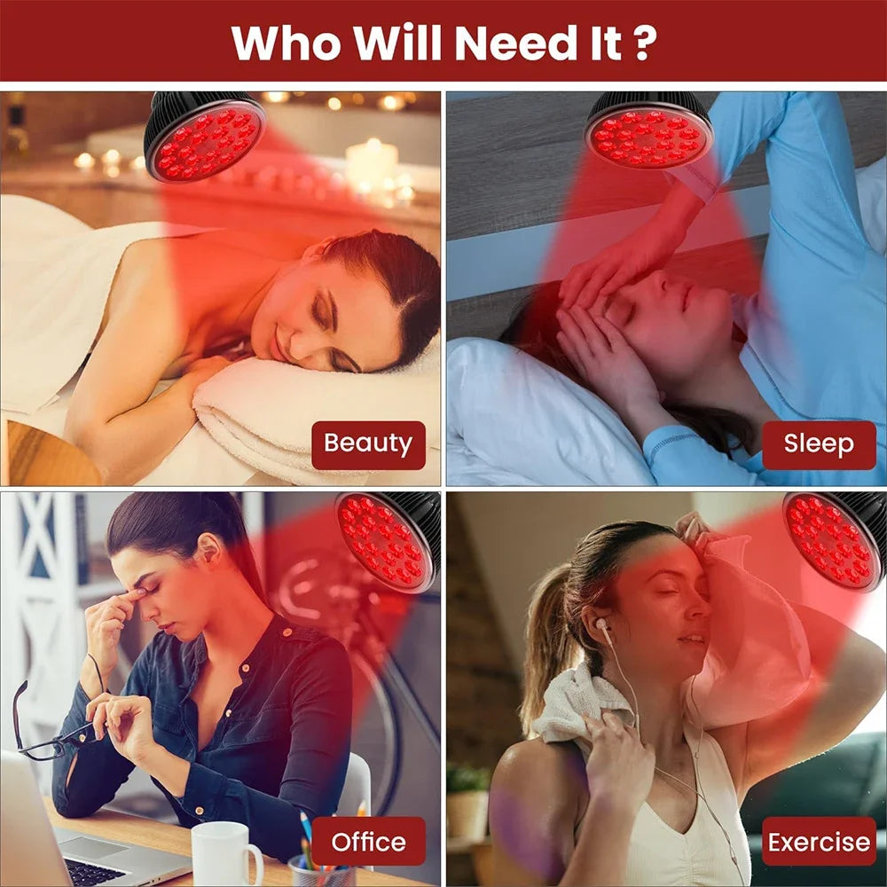 Red Light LED Lamp with A and B Bulb-Only or Black and White Set Options, Listed 660nm and 850nm Wavelengths and Dual-Chip Design for Adult Personal Care Selection