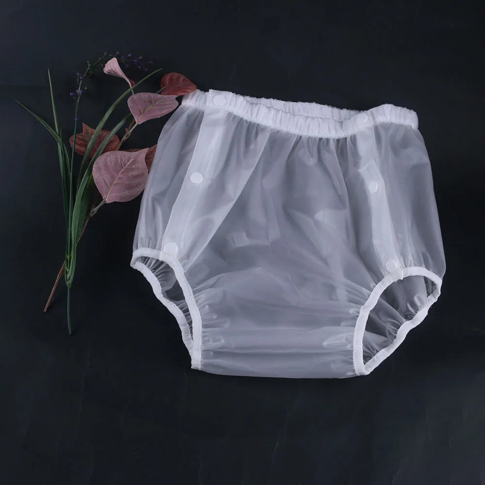 Side-Snap Adult Diaper Cover, Washable Reusable TPU Waterproof Overpants for Use with Disposable Diapers, L XL XXL Sizes and Five Finish Options