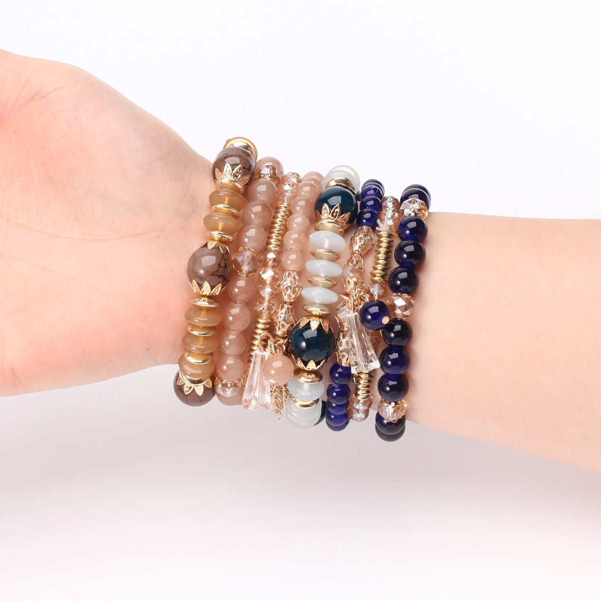 Boho Beaded Bracelets for Women, Stackable Multilayer Acrylic Bead Jewelry with Stretch Cord and Eight Color Options for Everyday Outfits and Gifts