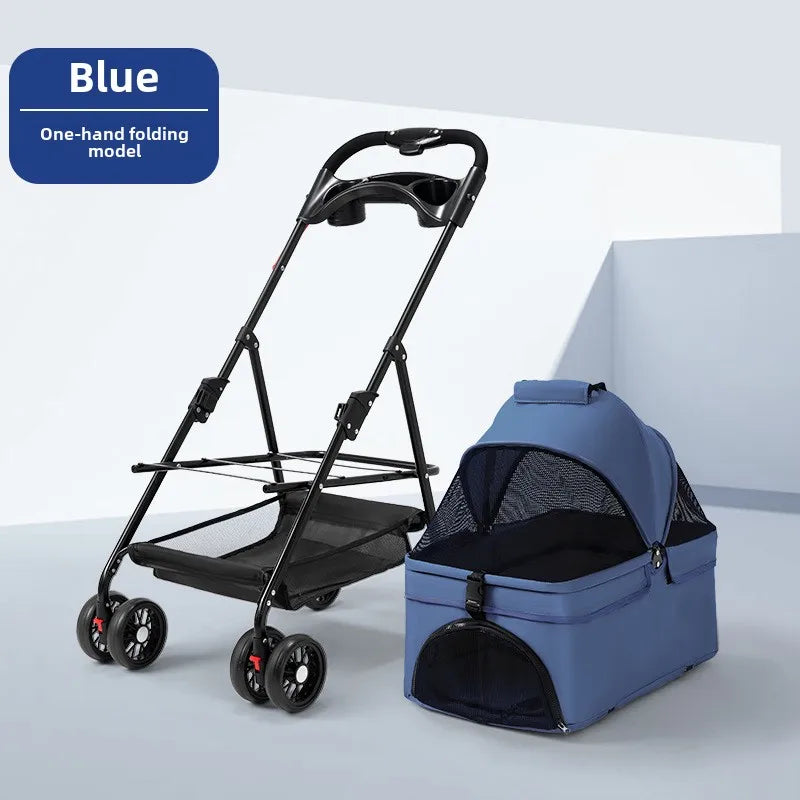 Folding Pet Stroller with Detachable Carrier, Listed 30lb Capacity and Easy Lock Canopy, Size M in Five Colors for Suitable Dogs and Cats on Neighborhood Outings
