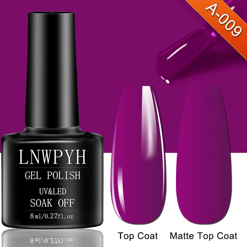 Soak-Off Gel Varnish Kit by LNWPYH with 10 Listed Polish Colors, One Base Coat, One Top Coat and UV LED Sensor Lamp for Adult Home Manicure Designs