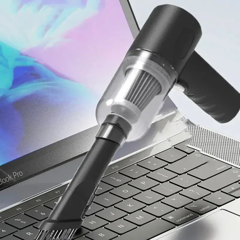USB Rechargeable Car Vacuum with Listed 1200mAh Battery and 9000Pa Suction, Black Cordless Handheld Spot Cleaner with Nozzle Accessories for Cars and Home