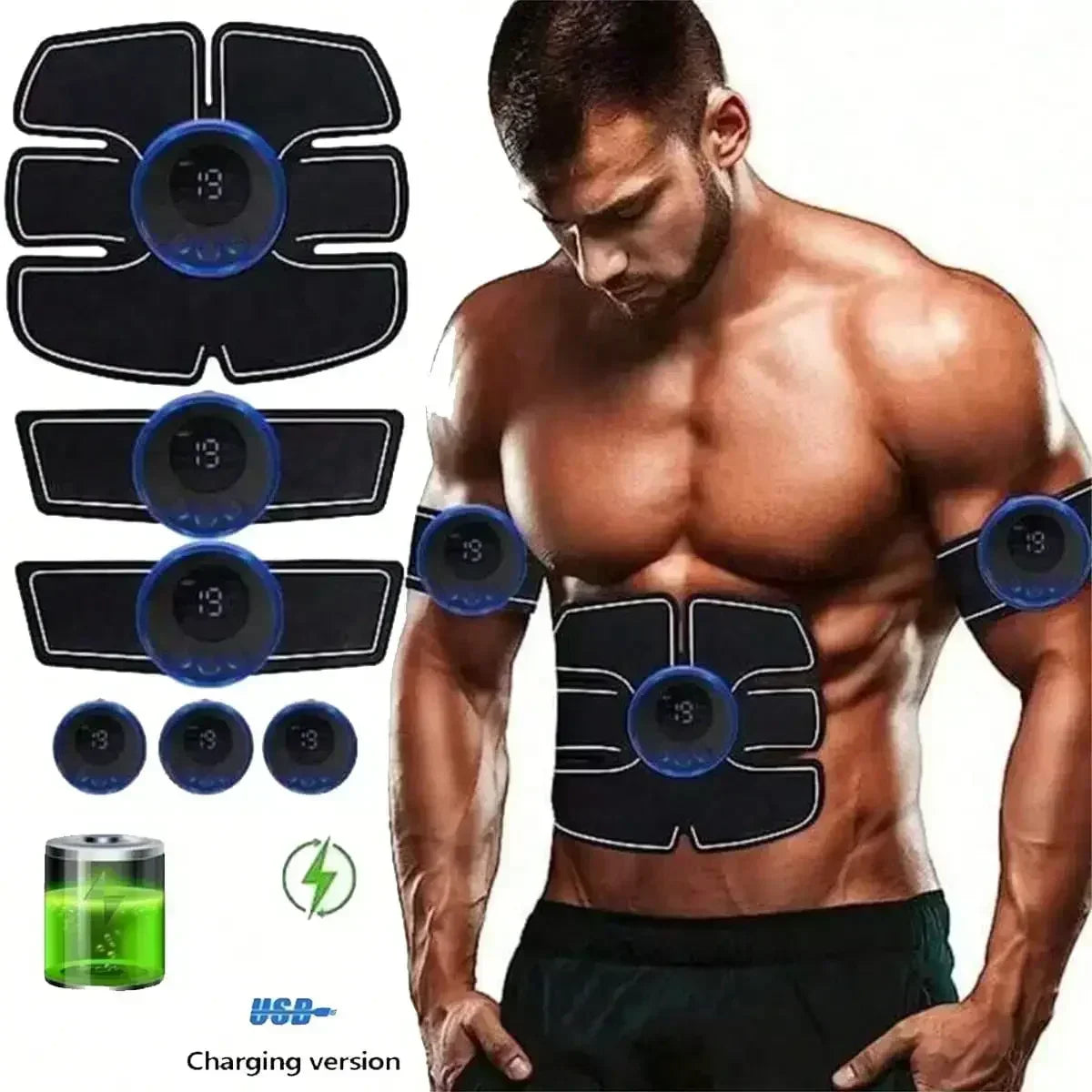 Abs Stimulator with Listed Rechargeable and Wireless Design, Portable Muscle Trainer in Remote black, abdomen Arm or black abdomen Configuration Options