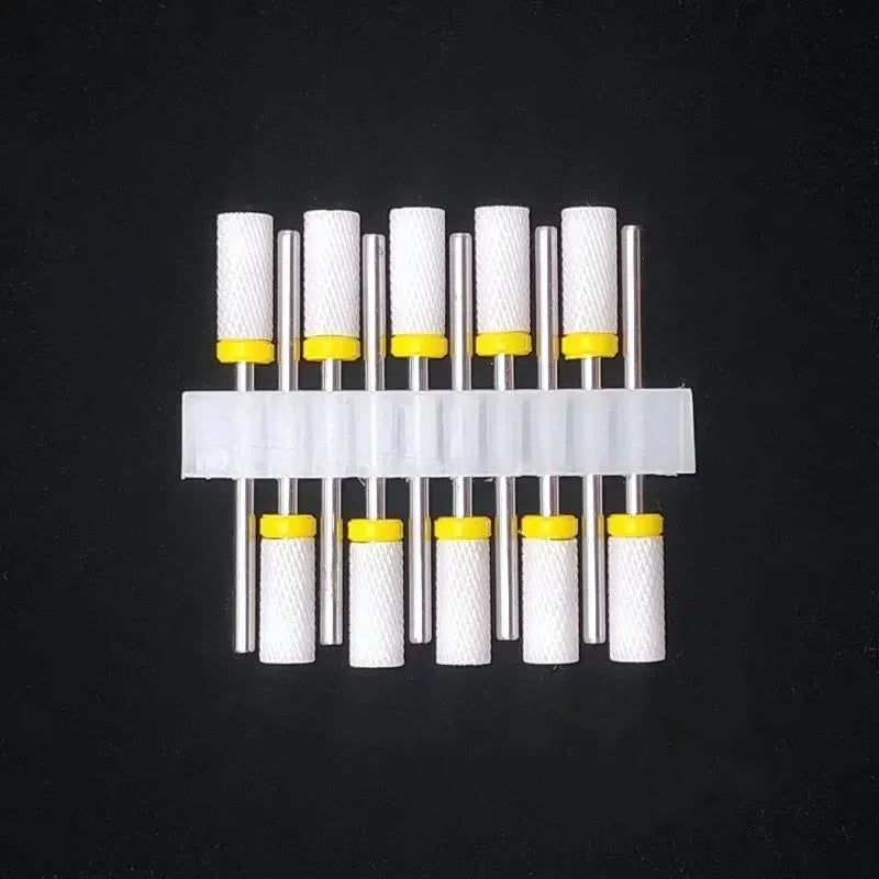 Zirconia Ceramic Nail Drill Bit Options with Listed 2.35mm Shank and Extra Coarse to Extra Fine Grade References for Compatible Electric Manicure Tools
