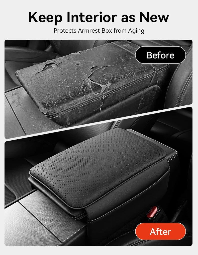 Center Console Armrest Cover with TPE and TPU Material Options, Stripe and Wavy Grain Styling for Select Tesla Model 3 Highland and Model Y Juniper Interiors