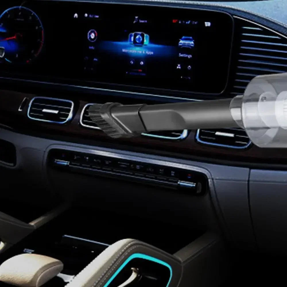 Black Mini Cordless Car Vacuum Cleaner with USB Charging, Listed 1200mAh Battery and 9000Pa Suction Reference for Vehicle Interior and Household Spot Cleaning