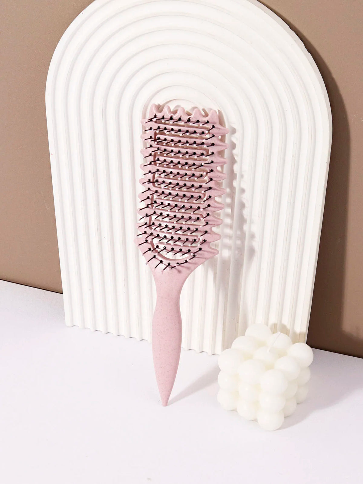 Hollow Hair Styling Brush with Nylon Bristles and ABS Plastic Handle, Four Color Options for Everyday Curl Shaping and Compatible Natural Hair or Wig Grooming