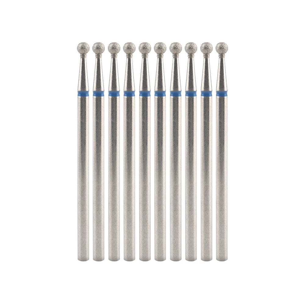 Diamond Nail Drill Bits, Listed 10-Piece Milling Accessories with 2.35mm Shanks, A-Series and Grade-Labeled Options for Professional Electric Manicure Filing