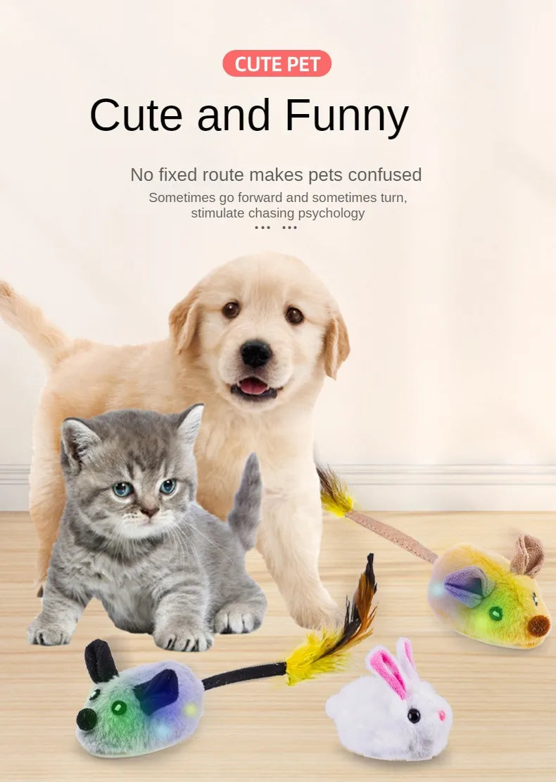 Electric Mouse Cat Toy with Touch-Sensing Wording, Grey, Yellow or Blue Rat Colors and Rechargeable, Remote-Controlled or XXL Labels for Indoor Pet Play