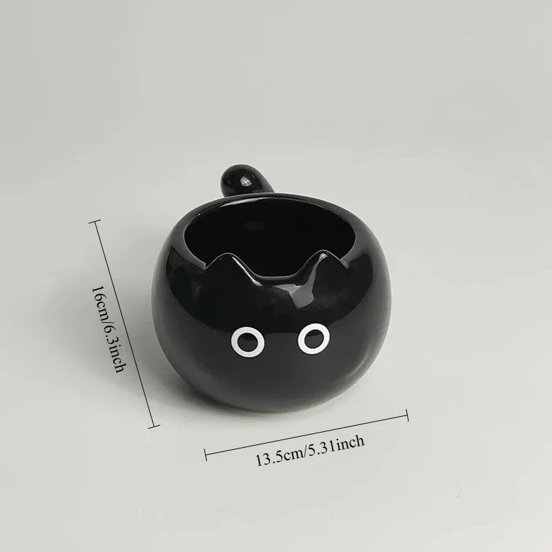 Cat Shaped Ceramic Mug with Listed 210ml Capacity, Underglaze Cartoon Siamese and Black Kitten Options for Coffee, Breakfast Milk and Cat Lover Gifts