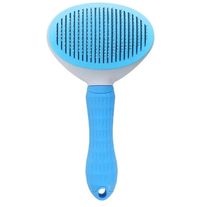 Self-Cleaning Pet Slicker Brush for Dogs and Cats, Stainless Steel Pin Grooming Tool with PP Body for Loose Hair Removal in Gray, Pink or Blue