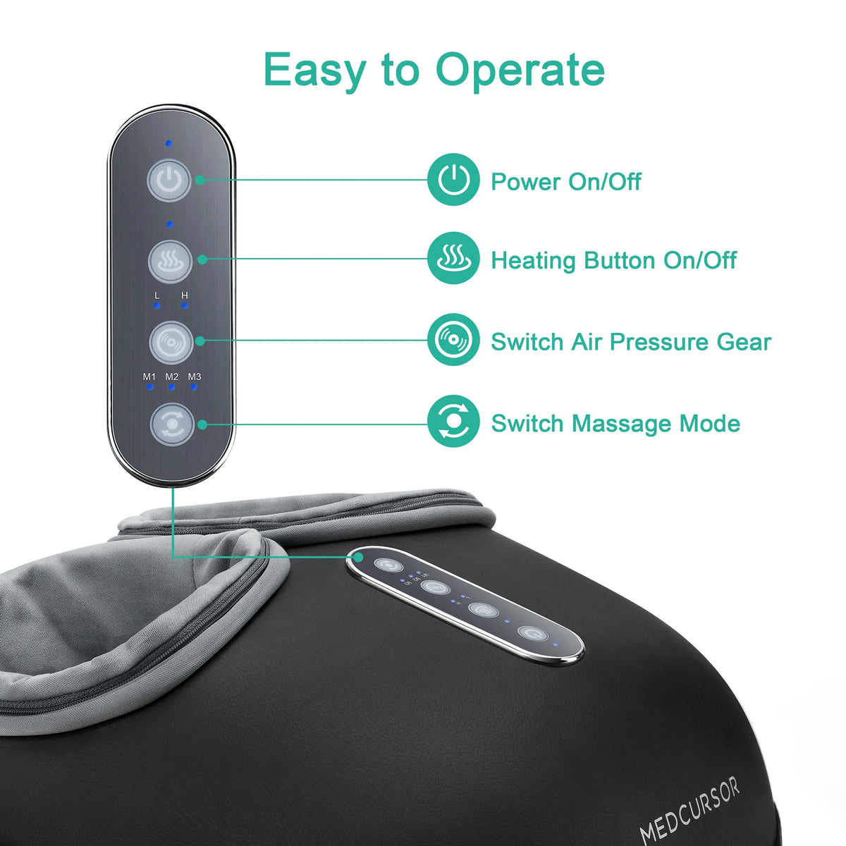 Medcursor Shiatsu Foot Massager with Heat and Roller Massage, Black MDFM400 Electric Foot Care Machine with US or EU Plug Options for Home Relaxation