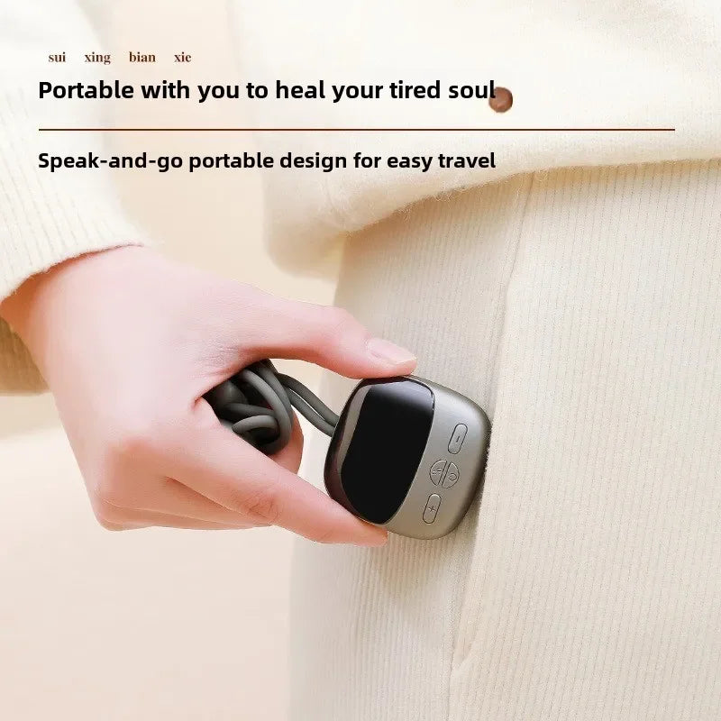 Pendant-Style Heated Neck Massager with Four Low-Frequency Modes, 15 Intensity Levels, Three Heat Settings and LED Display in Gray or Red