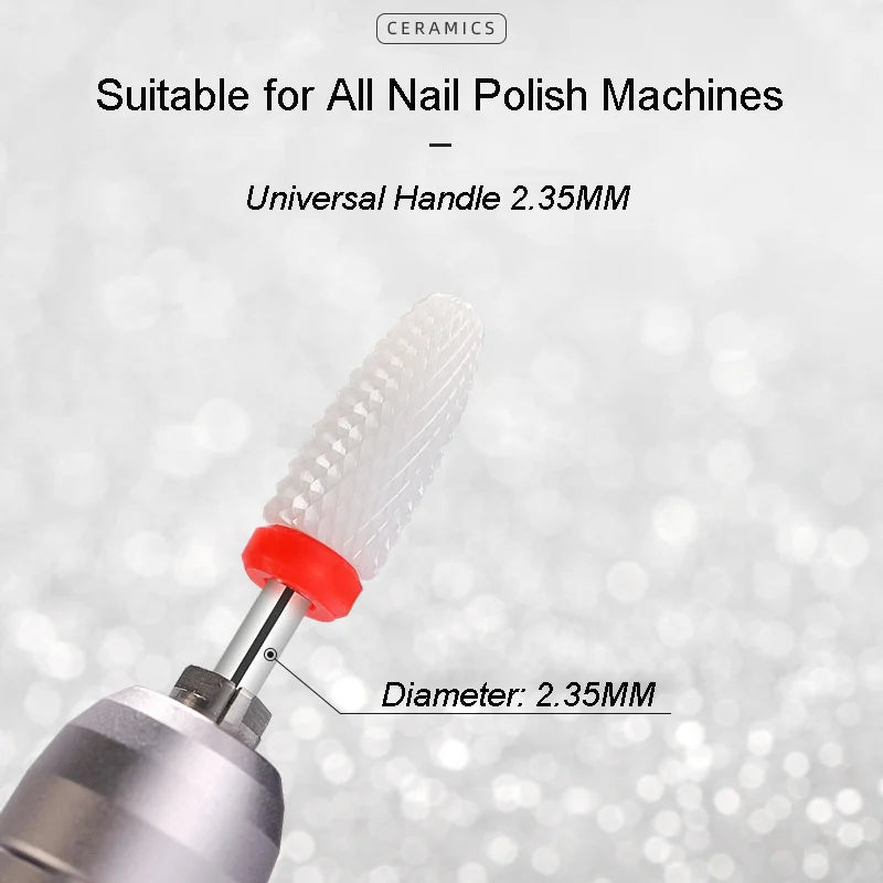 Ceramic Nail Drill Bits Set, 6-Piece Milling Cutter Accessories with Flame and Corn Shape References for Electric Manicure and Pedicure Tools