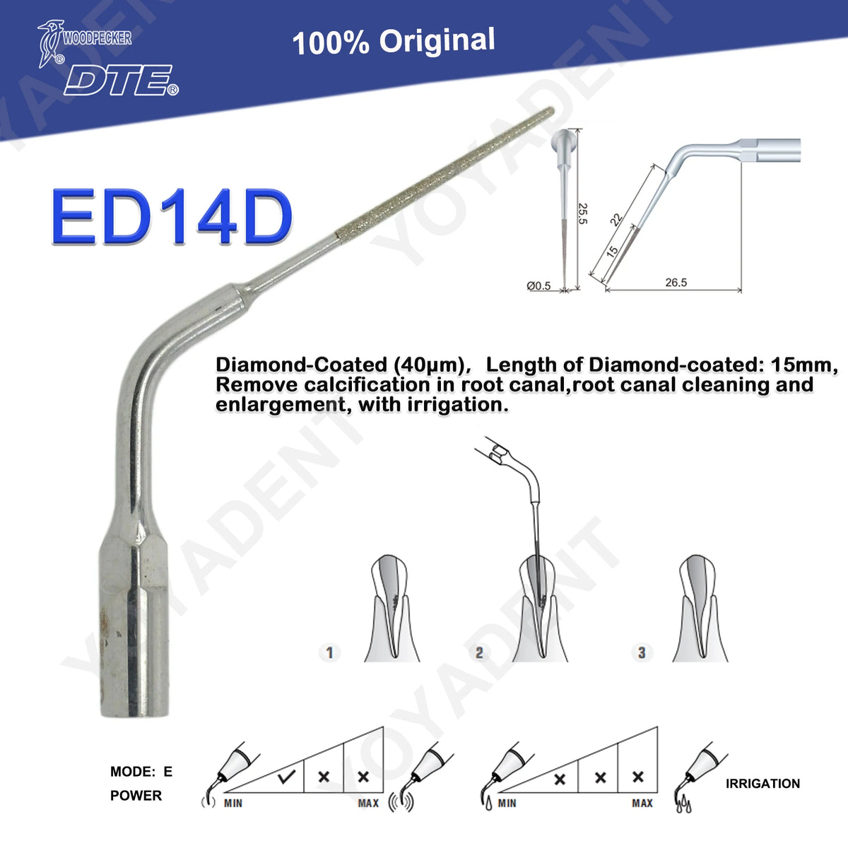 Endodontic Ultrasonic Tips and Accessory Options by Woodpecker DTE, ED-Series Model Selections with TD-1L and HD-7L Choices for Dental Equipment