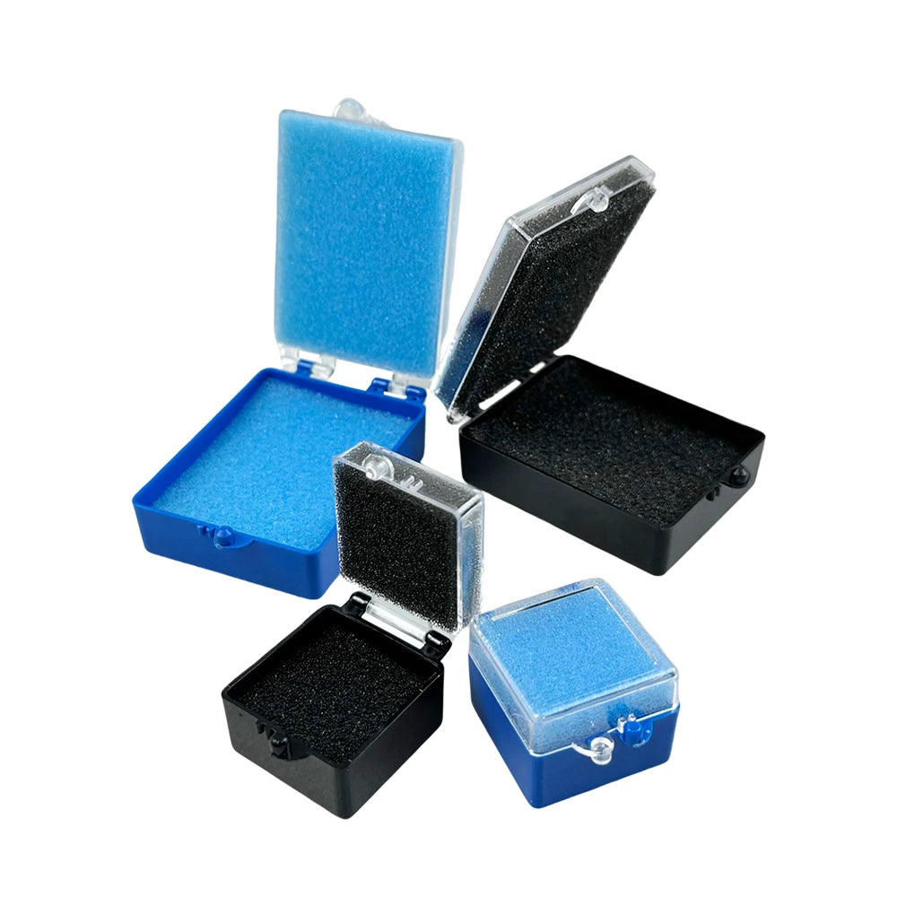 Dental Tooth Storage Boxes 50-Pack with Listed Sponge Inserts, Plastic Cases in Large or Small Black and Blue Options for Compatible Dental Item Organization