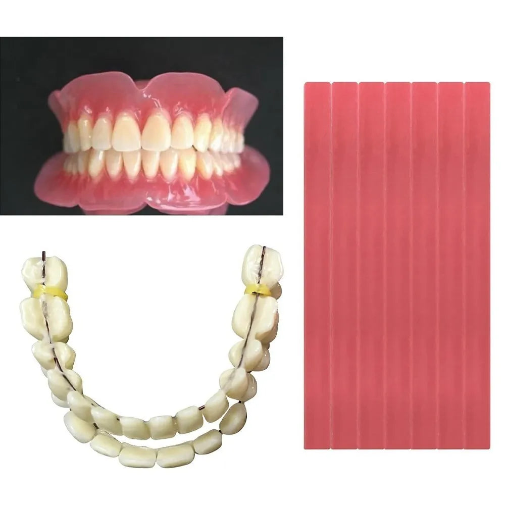 Denture-Style Resin Teeth and Wax Kit, 1Set Selection with Upper and Lower Configuration References for Adults, Professional Dental Fit Review Required