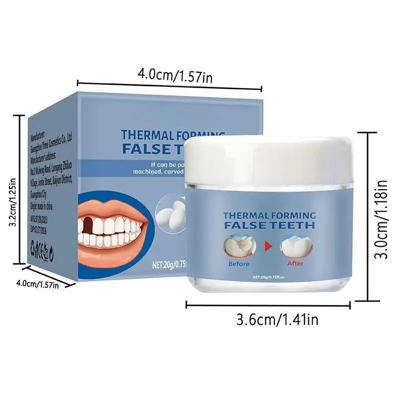 Moldable Tooth Beads and Granules with Listed 20g Packaging, Q6N2 Thermal-Fit Wording and Single or Promotional Quantity Options for Dental Review