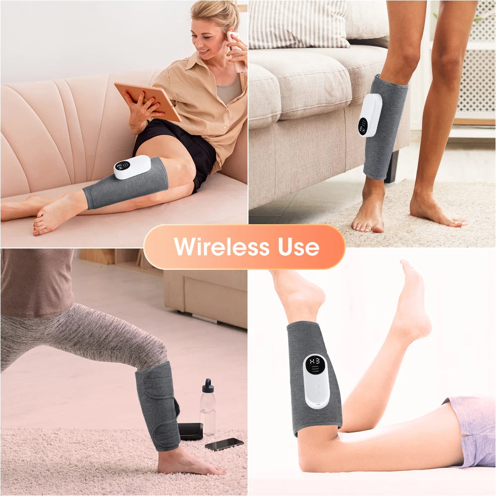Heated Calf Compression Massager with Three Heat Settings, Three Massage Modes and Intensities, 2000mAh Battery and USB-C Charging in Single or Pair Options