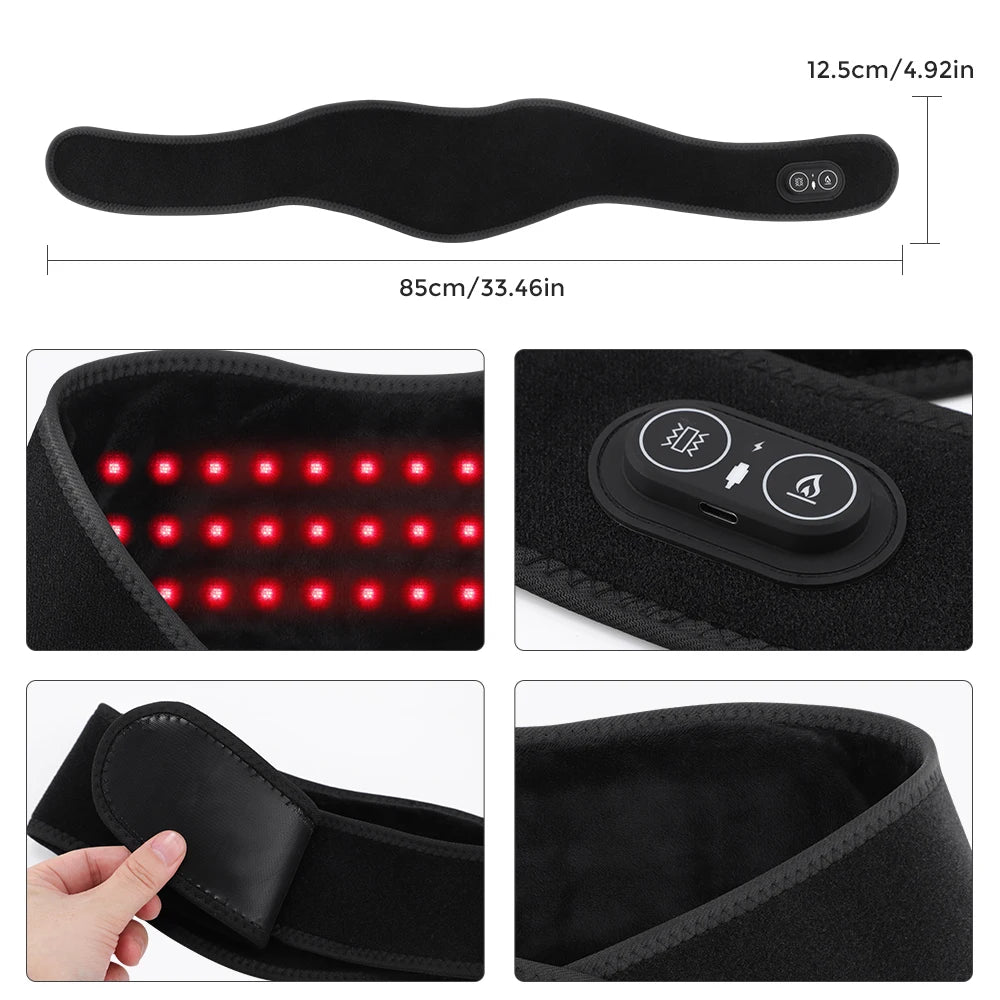 Wearable Red Light Heating Wrap Options for Wrist, Neck, Ankle and Hip, Adjustable Warmth with Model-Specific LED, Vibration and Power Features