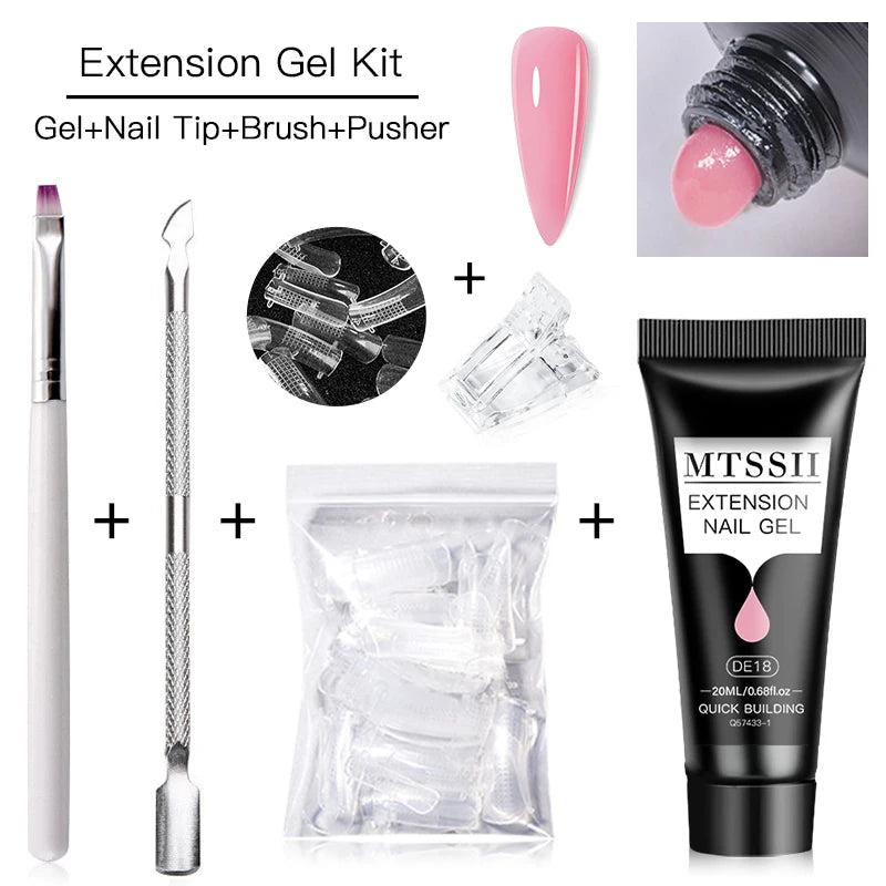 Poly Nail Extension Gel Set by Mtssii, Listed 5-Piece 20ml UV LED Curing Gel with Eight Coded Options for Adult Nail Sculpting and Manicure Designs