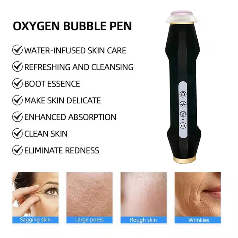 Rechargeable Facial Bubble Pen, 106g Handheld Beauty Device with Five Vibration and Spin Intensity Levels, Eight LED Modes and With Box or No Box Options