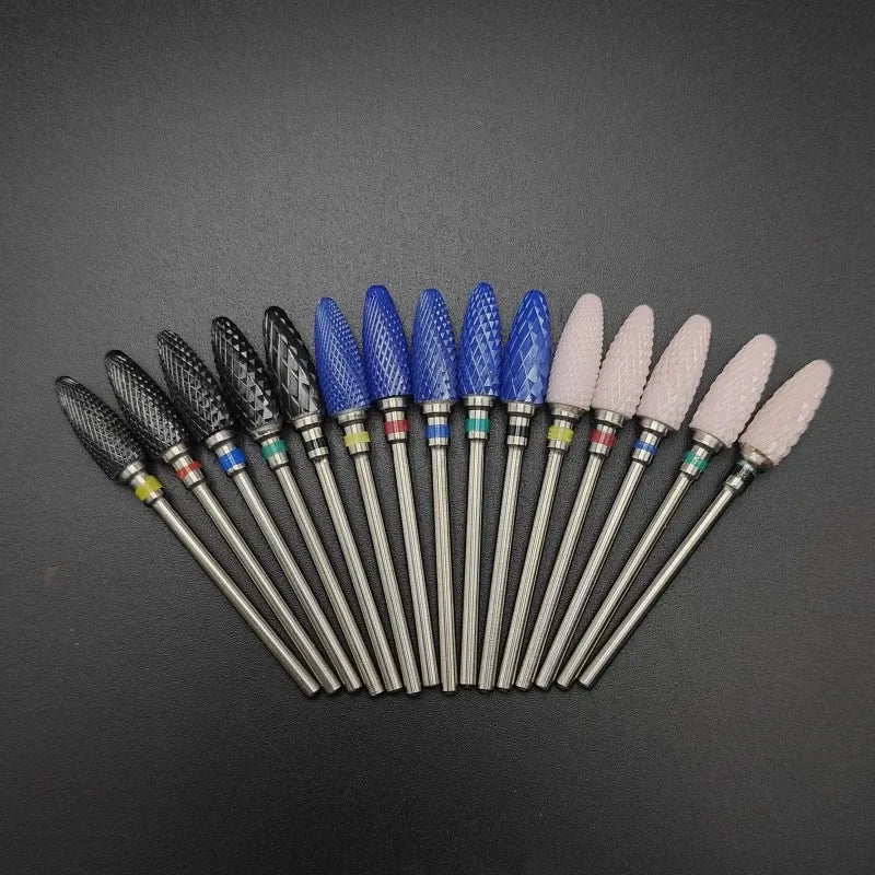 TC-SJ Ceramic Nail Drill Bit, Single Zirconia Milling Accessory with 2.35mm Shank and Bag Packaging for Compatible Professional Electric Manicure Tools