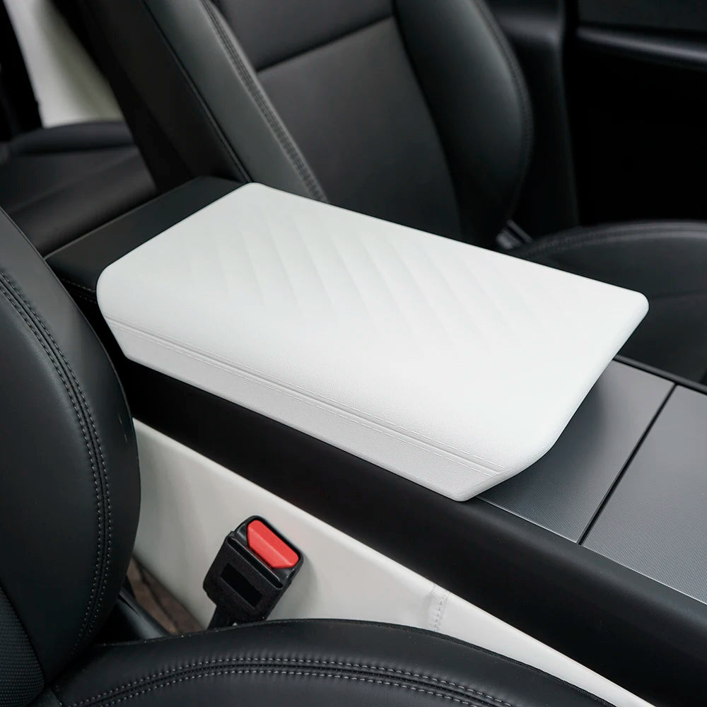 TPE Center Console Armrest Cover by TEKSY for Listed Tesla Model 3 Highland 2024–2026 and Model Y Juniper 2025–2026, Black, White and NEW Version Options