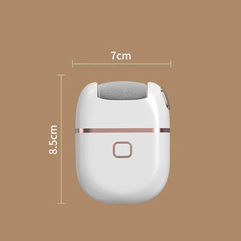 Electric Foot File with Rechargeable Design and Three Grinding Heads, Two Fine and One Coarse Head, White Portable Foot Care Tool for At-Home Pedicure Routines