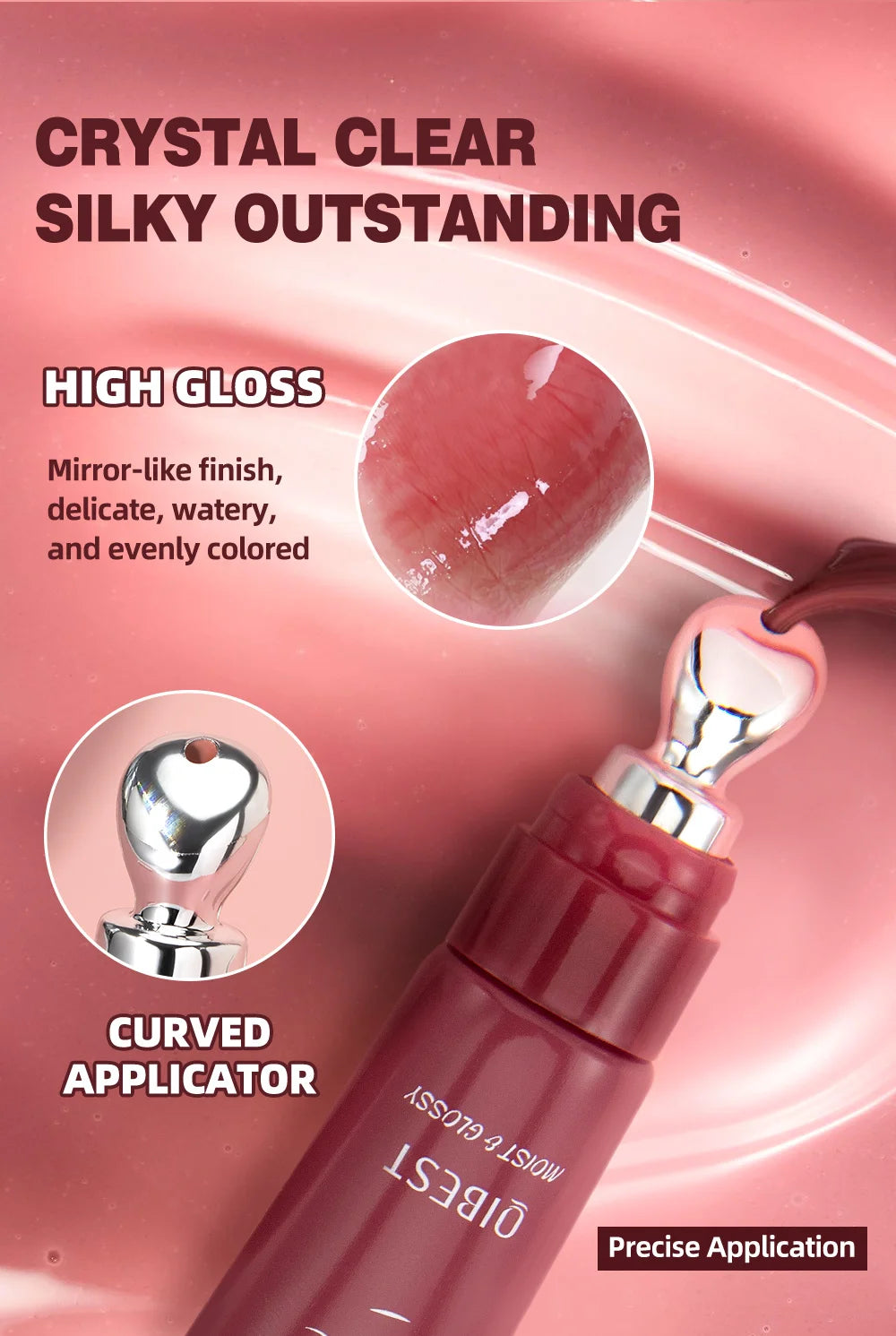 Hydrating Lip Gloss for Women, Moisturizing Lip Glaze with Four Numbered Color Options for Everyday Makeup and Special-Occasion Beauty Looks