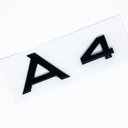 Car Trunk Badge Sticker in Glossy Black or Silver, 3D ABS Decorative Lettering with A-Series, TDI, TFSI and Numeric Engine-Designation Style Choices