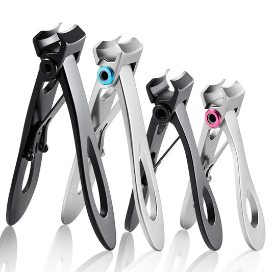 Stainless Steel Nail Clippers with Curved Blades and Reinforced Handle, 7cm or 9cm Fingernail and Toenail Cutter in Silver or Black for Home and Travel