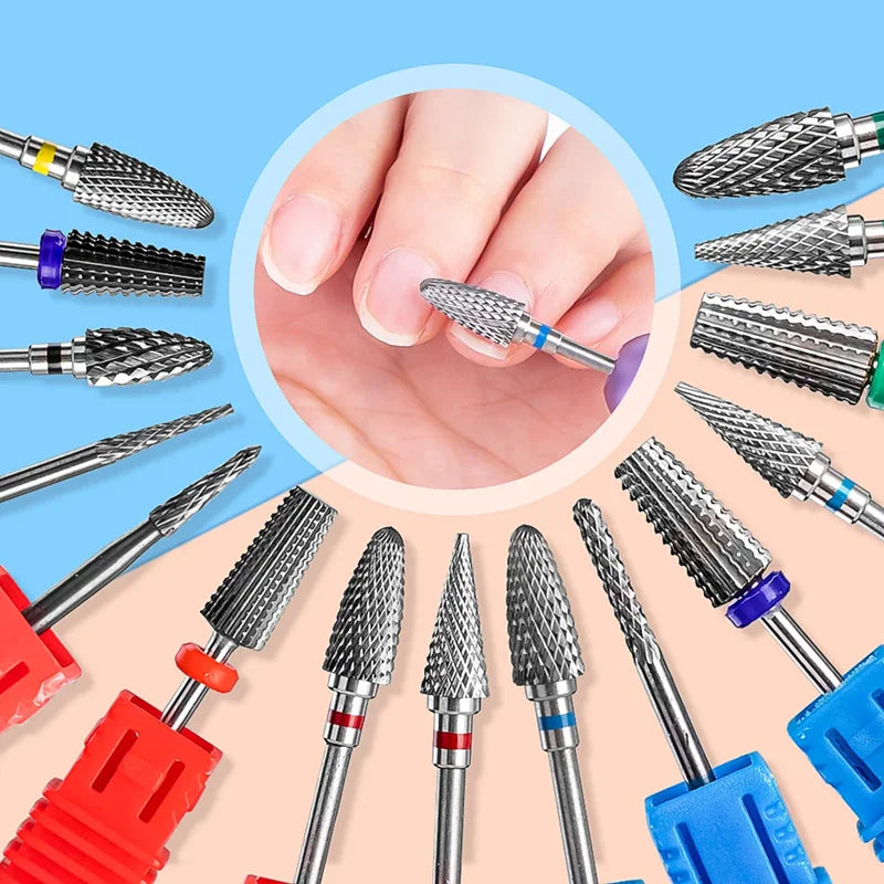 Inverted Cone Nail Drill Bit in Tungsten Steel, Single Grinding Head with 2.35mm Shank and 8mm, 10mm or WA-01-C Options for Manicure Tools