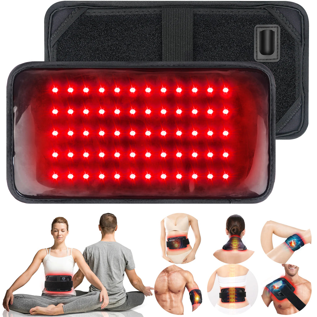 Red Light Wrap Belt with Listed 660nm and 850nm LEDs, Adjustable Elastic Band, Wired Timer Controller and Detachable Pad for Adult Personal Care