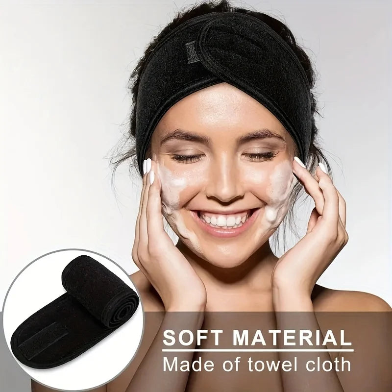 Adjustable Spa Headband for Women, Wide Hair Band for Makeup, Face Washing and At-Home Beauty Routines in Black, White, Gray, Purple or Pink Single-Piece Options