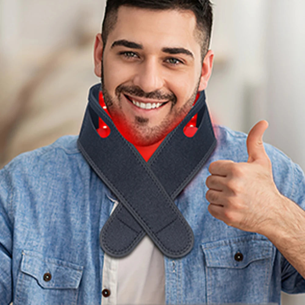Red Light Chin and Neck Wrap for Home Personal Care, Fabric Design with Listed 660nm and 850nm Light References, Three Colors and US or International Plug Options