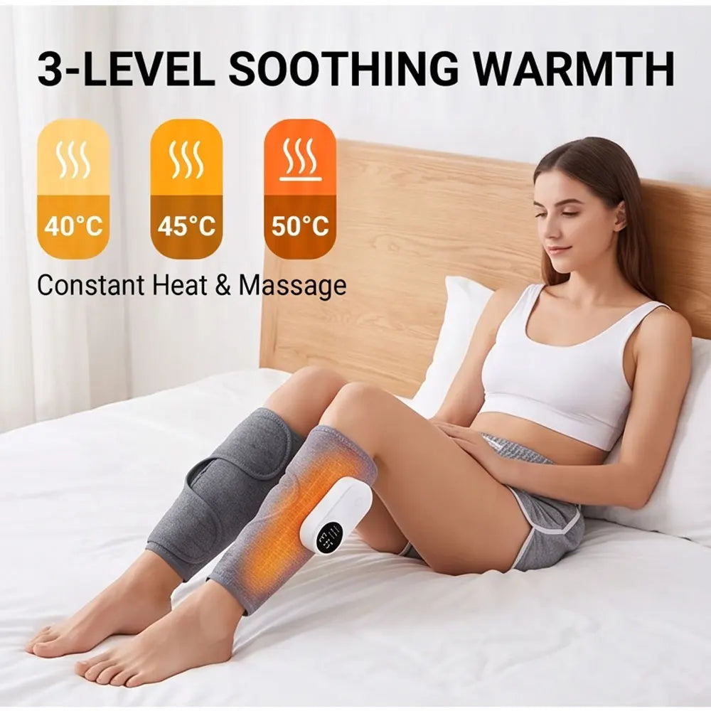 Heated Calf Compression Massager with Three Heat Settings, Three Massage Modes and Intensities, 2000mAh Battery and USB-C Charging in Single or Pair Options
